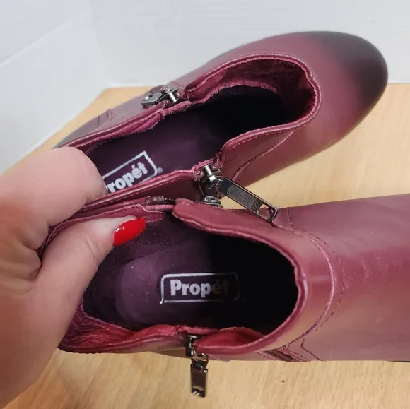 Propet Waverly Orthotic Burnished Burgundy Leather Boots Women's Size 11 11B
