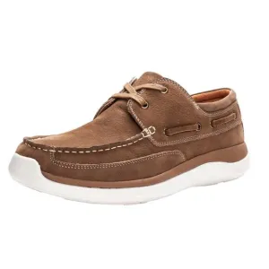 Propét Mens Pomeroy Boat Shoes US 9.5 Wide EU 42.5 Brown Leather NIB