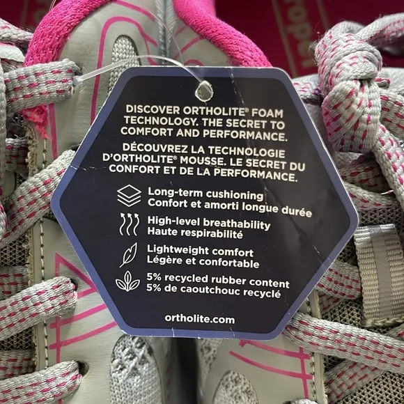 Propét Pink &amp; Grey Mesh OrthoLite Comfort Foam Athletic Workout Running Shoes