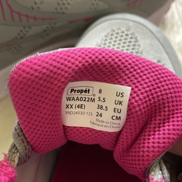 Propét Pink &amp; Grey Mesh OrthoLite Comfort Foam Athletic Workout Running Shoes