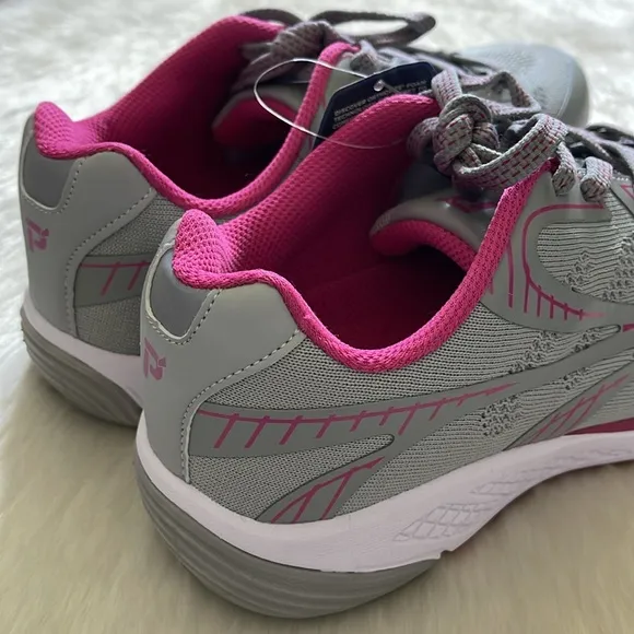Propét Pink &amp; Grey Mesh OrthoLite Comfort Foam Athletic Workout Running Shoes
