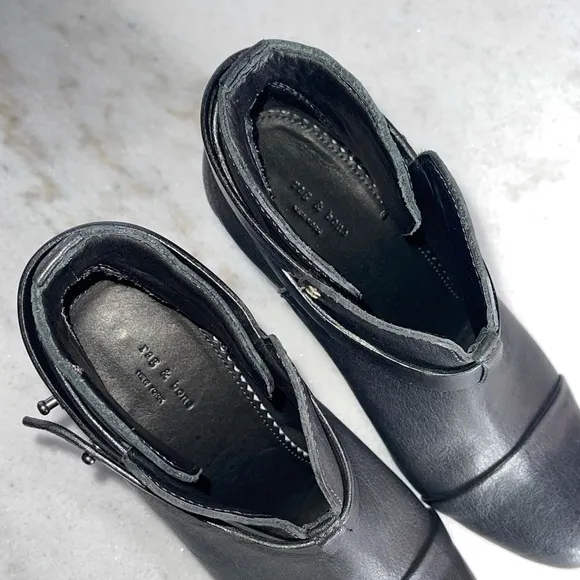 Rag &amp; Bone Harrow Black Leather Ankle Boot
