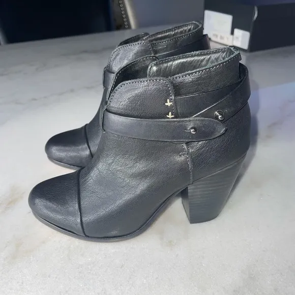 Rag &amp; Bone Harrow Black Leather Ankle Boot