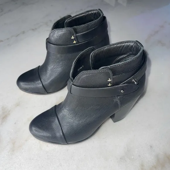 Rag &amp; Bone Harrow Black Leather Ankle Boot