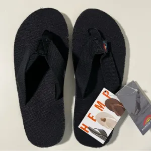 Rainbow Mens Size Medium 8.5-9.5 Single Layer Hemp Black Sandals Arch Support