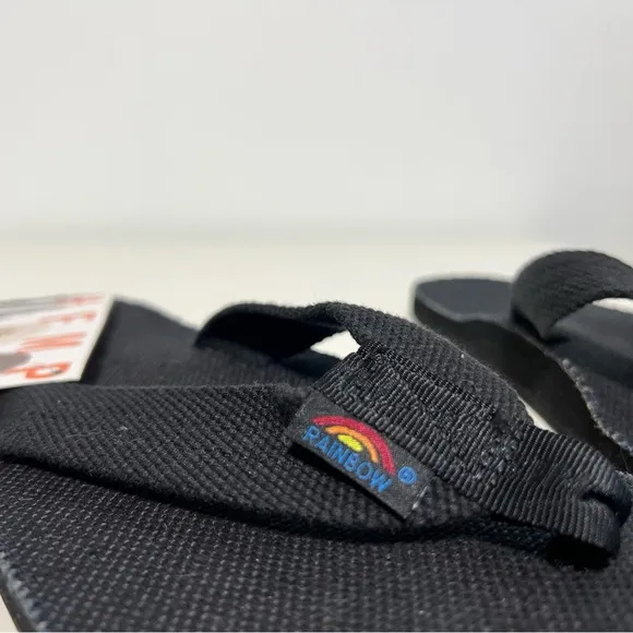 Rainbow Mens Size Medium 8.5-9.5 Single Layer Hemp Black Sandals Arch Support