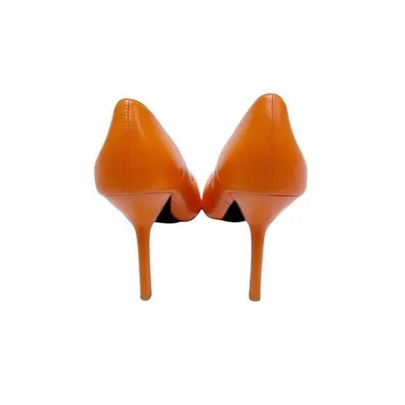 RARE CALVIN KLEIN JEANS Orange Pumps with Pointed Toe and Slanted Heel Detail
