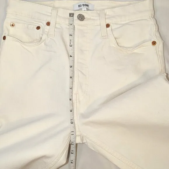 Re/done| 70’s Stove Pipe Jeans Comfort Stretch  Button Fly Vintage White | 28