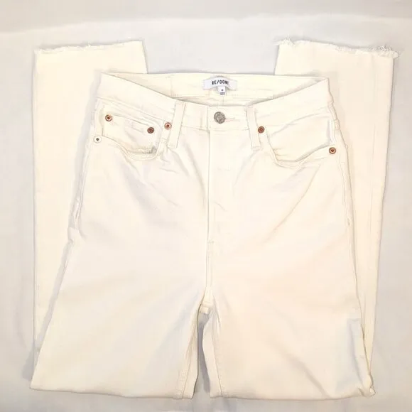 Re/done| 70’s Stove Pipe Jeans Comfort Stretch  Button Fly Vintage White | 28