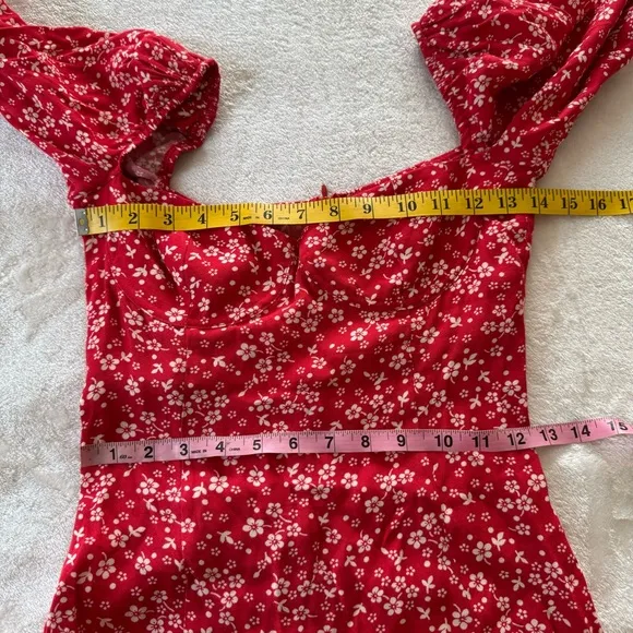 Reformation Kopa Sweetheart Merci Red Floral Mini Dress