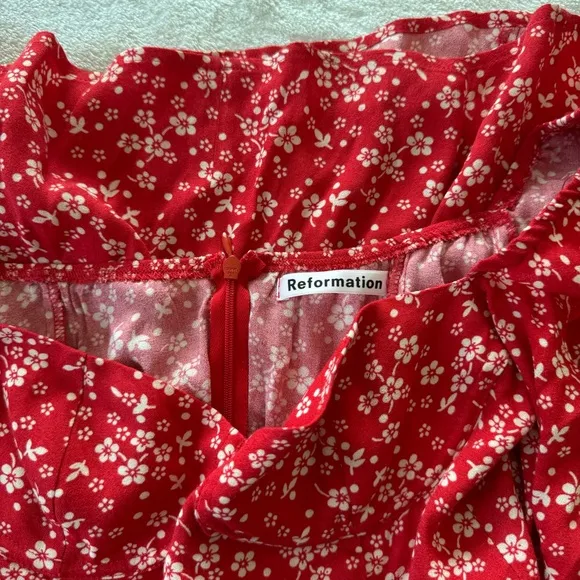 Reformation Kopa Sweetheart Merci Red Floral Mini Dress