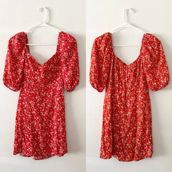 Reformation Kopa Sweetheart Merci Red Floral Mini Dress