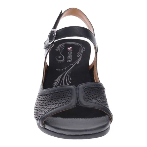 Revere Kaya Shoes Women Size 9M Black Backstrap Wedge Sandals