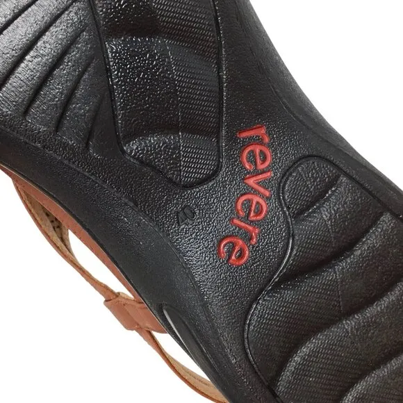 Revere Santa Fe Sandals NWOT Cognac Brown Leather Arch Support T Strap 9 / 40