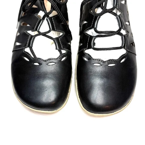 Rieker Remonte Black Leather Cut Out Walking Shoes | 39