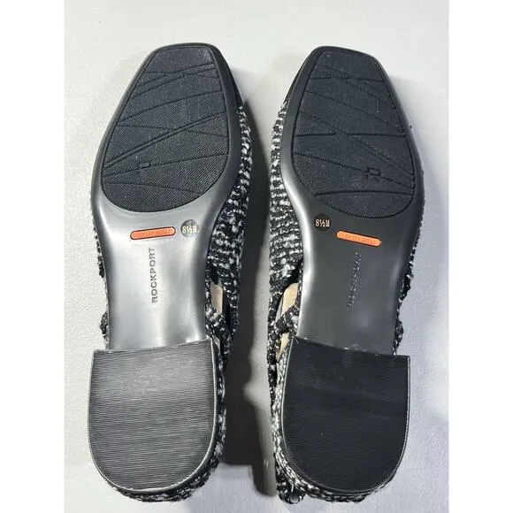 Rockport Sagey Slingback Pump Tweed Womens 8.5 Black Cap Toe Shoes