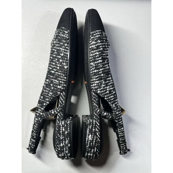 Rockport Sagey Slingback Pump Tweed Womens 8.5 Black Cap Toe Shoes