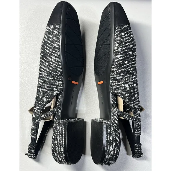 Rockport Sagey Slingback Pump Tweed Womens 8.5 Black Cap Toe Shoes