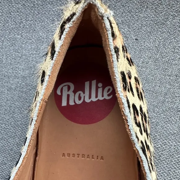 Rollie Derby Camel Leopard Calf Hair Oxford Shoes