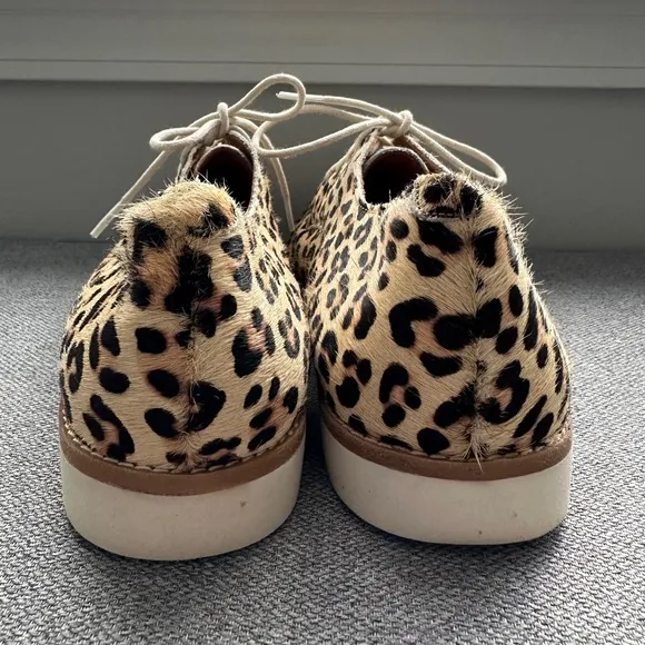 Rollie Derby Camel Leopard Calf Hair Oxford Shoes