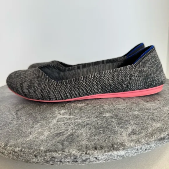 Rothys Birdseye Grey Heathered The Flat Round Toe Shoes 7.5