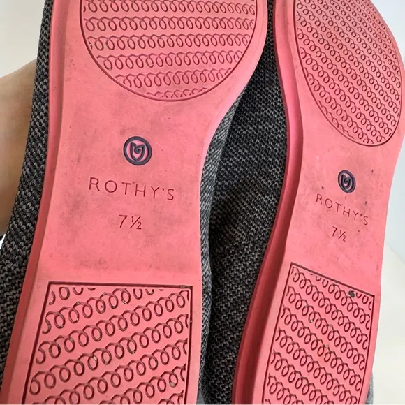 Rothys Birdseye Grey Heathered The Flat Round Toe Shoes 7.5