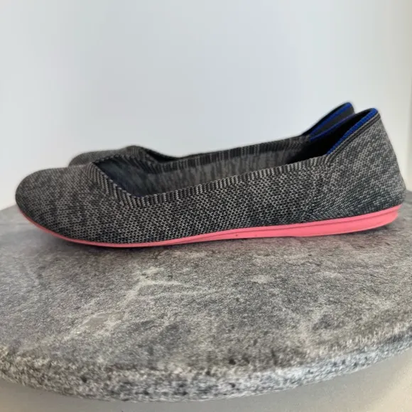 Rothys Birdseye Grey Heathered The Flat Round Toe Shoes 7.5