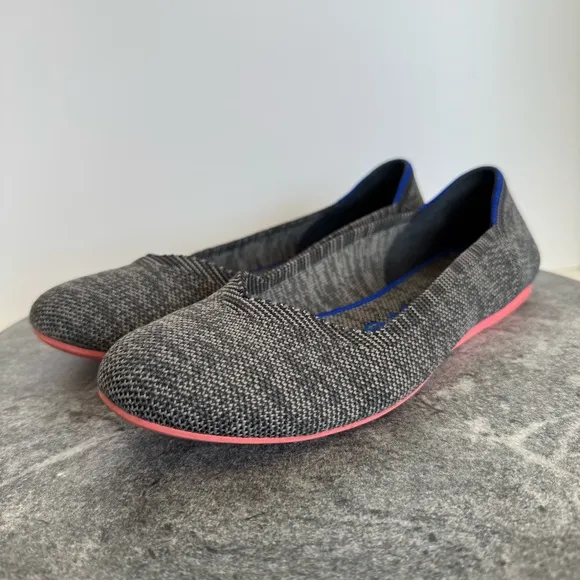 Rothys Birdseye Grey Heathered The Flat Round Toe Shoes 7.5