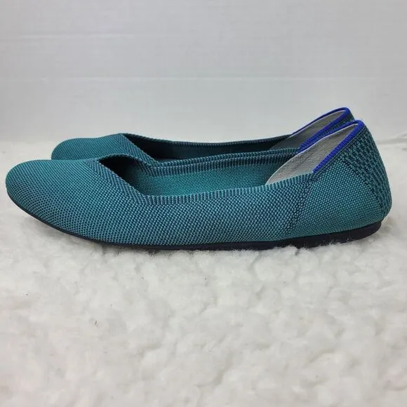 Rothy's Flat Shoes Round Toe Emerald Green Women's Size 10.5 Ballet Flat Retired