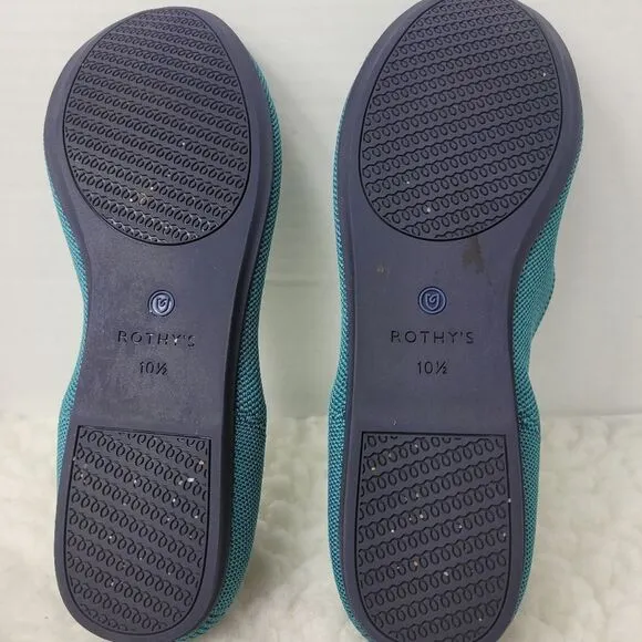 Rothy's Flat Shoes Round Toe Emerald Green Women's Size 10.5 Ballet Flat Retired