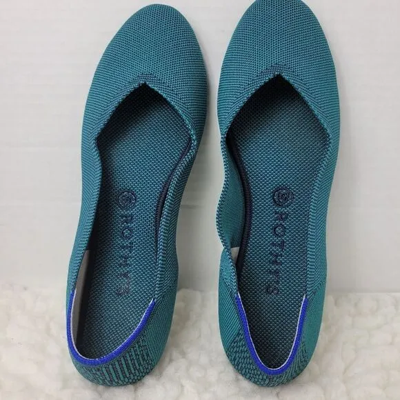 Rothy's Flat Shoes Round Toe Emerald Green Women's Size 10.5 Ballet Flat Retired