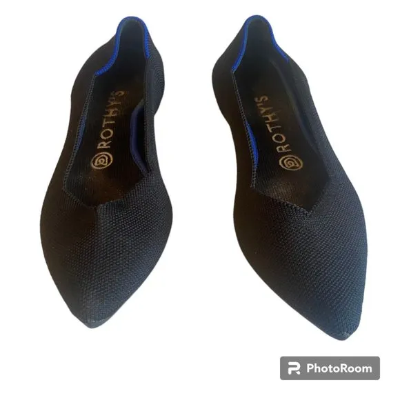 Rothy's NWOB The Point Flat Black sz 8