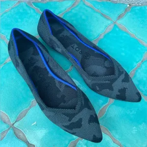 Rothy's Retired The Point Blue Gray Camo pointed toe slip on ballet flat shoes