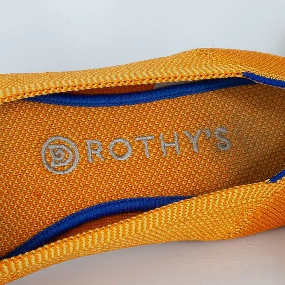 Rothy's Round Toe Knit Slip On Flat Marigold Yellow Womens Size 8.5