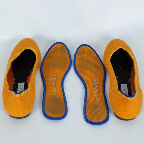 Rothy's Round Toe Knit Slip On Flat Marigold Yellow Womens Size 8.5