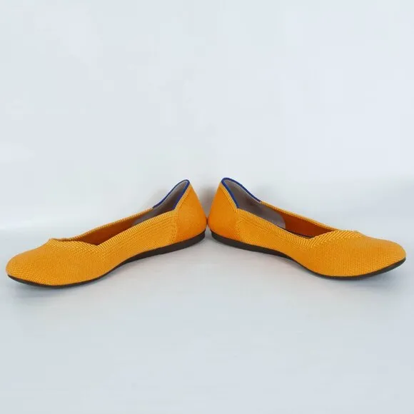 Rothy's Round Toe Knit Slip On Flat Marigold Yellow Womens Size 8.5