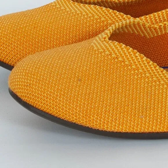 Rothy's Round Toe Knit Slip On Flat Marigold Yellow Womens Size 8.5