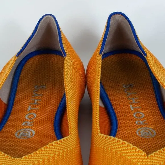 Rothy's Round Toe Knit Slip On Flat Marigold Yellow Womens Size 8.5