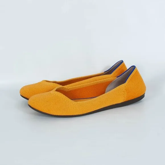 Rothy's Round Toe Knit Slip On Flat Marigold Yellow Womens Size 8.5