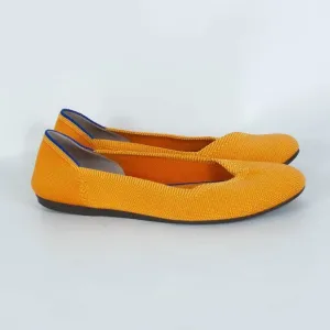 Rothy's Round Toe Knit Slip On Flat Marigold Yellow Womens Size 8.5