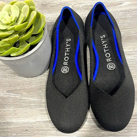 Rothy’s round toe size 7 black womans flat shoes