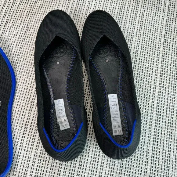 Rothy's The Flat Black Solid Textile Ballet Comfort Shoes Women’s US W8.5