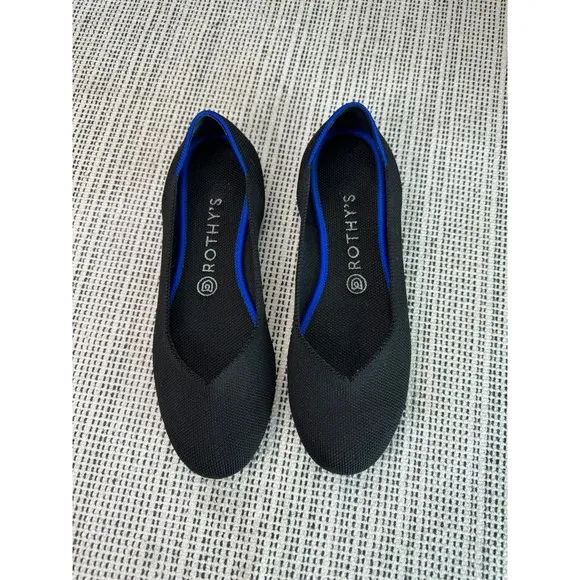 Rothy's The Flat Black Solid Textile Ballet Comfort Shoes Women’s US W8.5