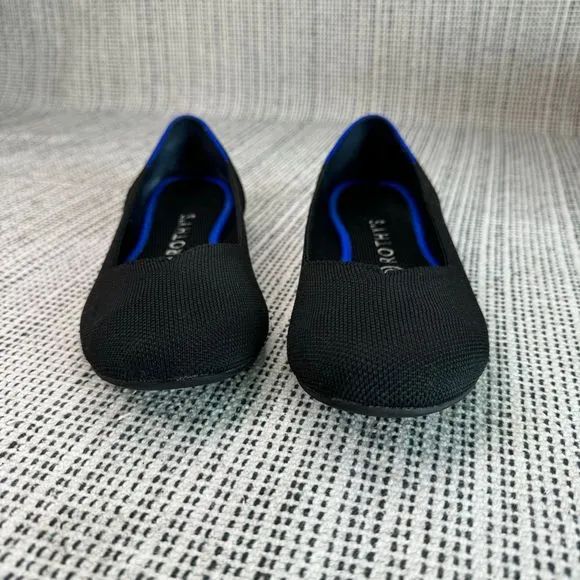 Rothy's The Flat Black Solid Textile Ballet Comfort Shoes Women’s US W8.5