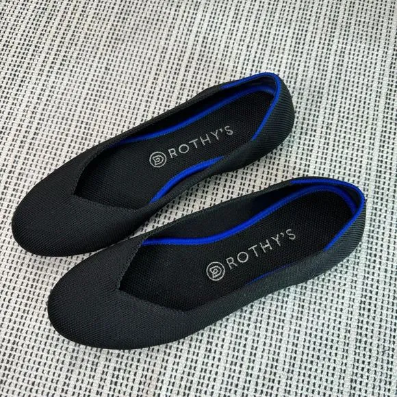 Rothy's The Flat Black Solid Textile Ballet Comfort Shoes Women’s US W8.5