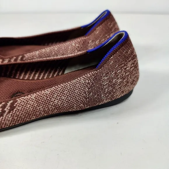 ROTHY'S The Flat Desert Metallic Round Toe Ballet Flats Black Womens Size 6
