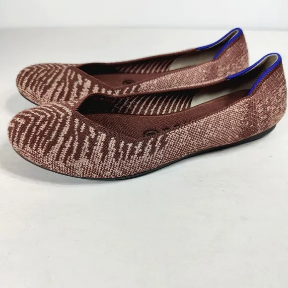 ROTHY'S The Flat Desert Metallic Round Toe Ballet Flats Black Womens Size 6