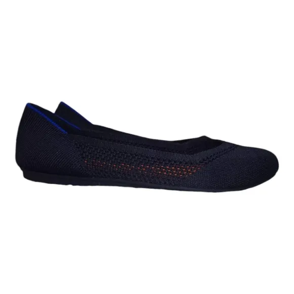 Rothys The Flat Maritime Navy Blue Lattice Round Toe Flat Slip on Shoes Size 11