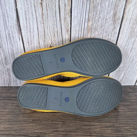 Rothy's The Flat Slip On Ballet Flat Round Toe Marigold Women's Sz 9 Lemon Drop