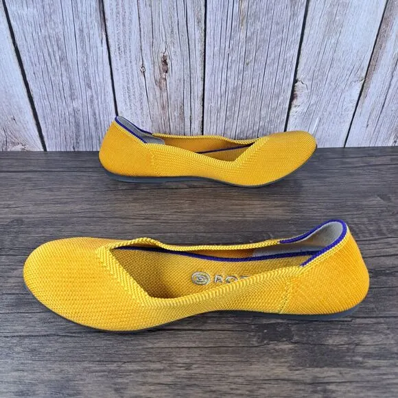 Rothy's The Flat Slip On Ballet Flat Round Toe Marigold Women's Sz 9 Lemon Drop